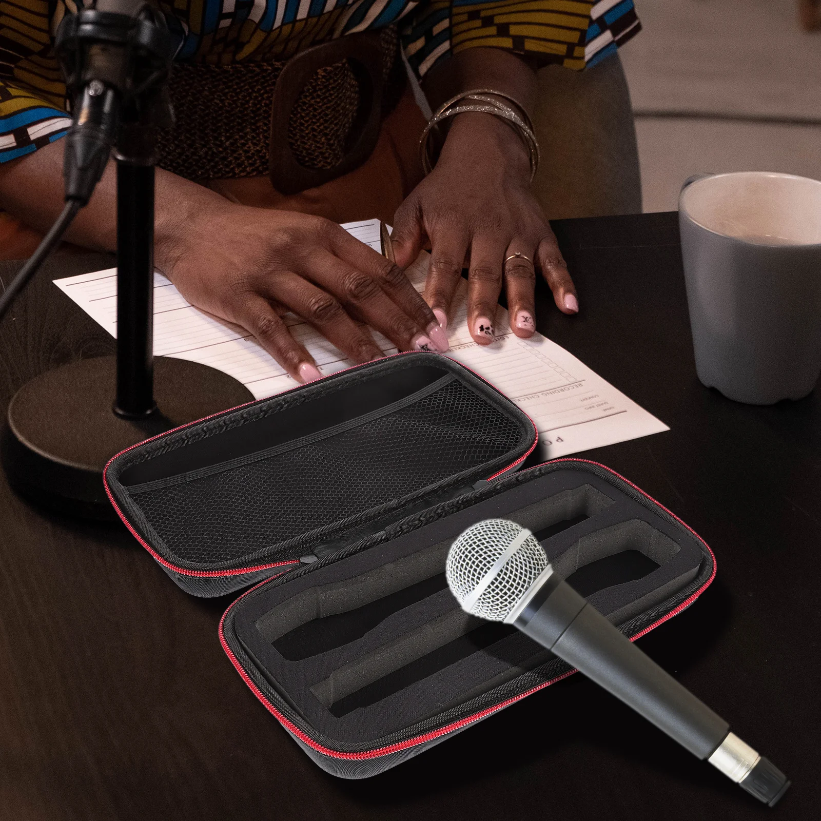 Portable Mic Box Microphone Carrier Hard Microphone Pouch Durable Protection for Outdoor Use Mic Storage Pouch