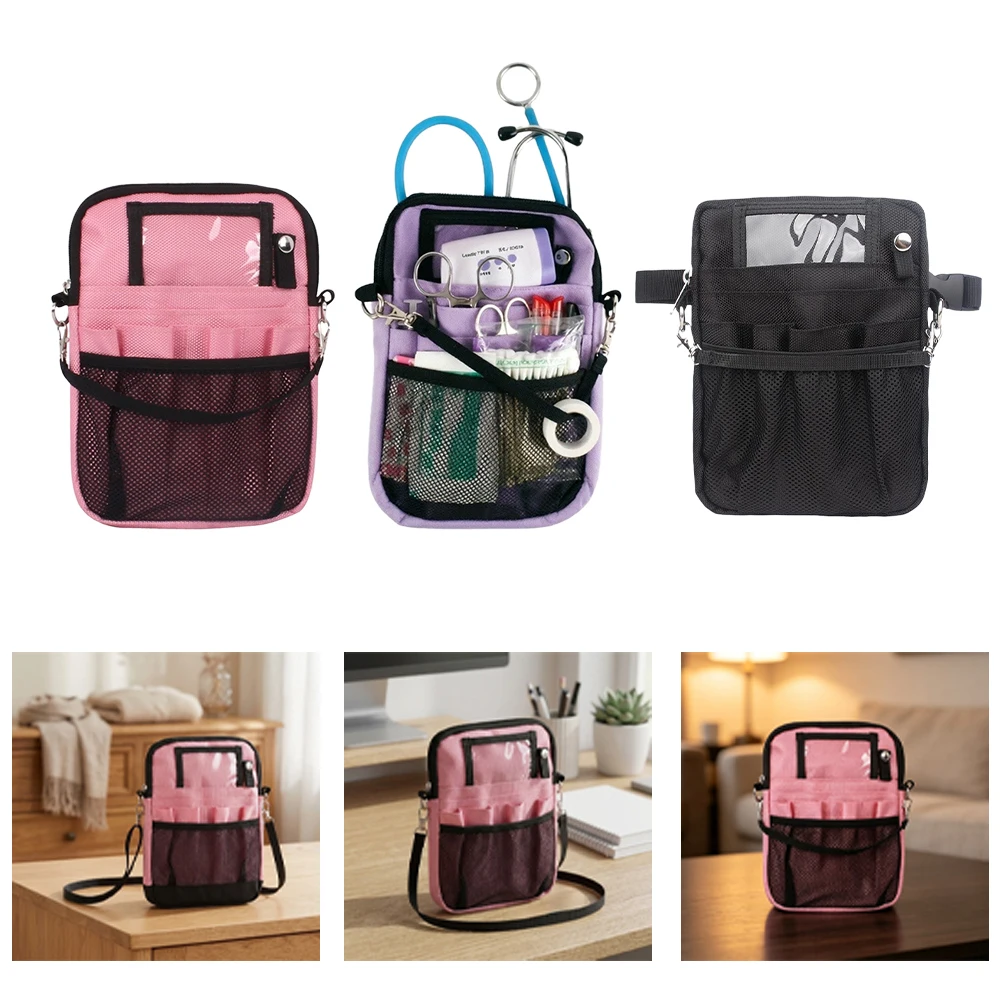 Compact Work Waist Bag Designed for Scissors Tape and Small Tools with Adjustable Strap and Clear Front ID Window