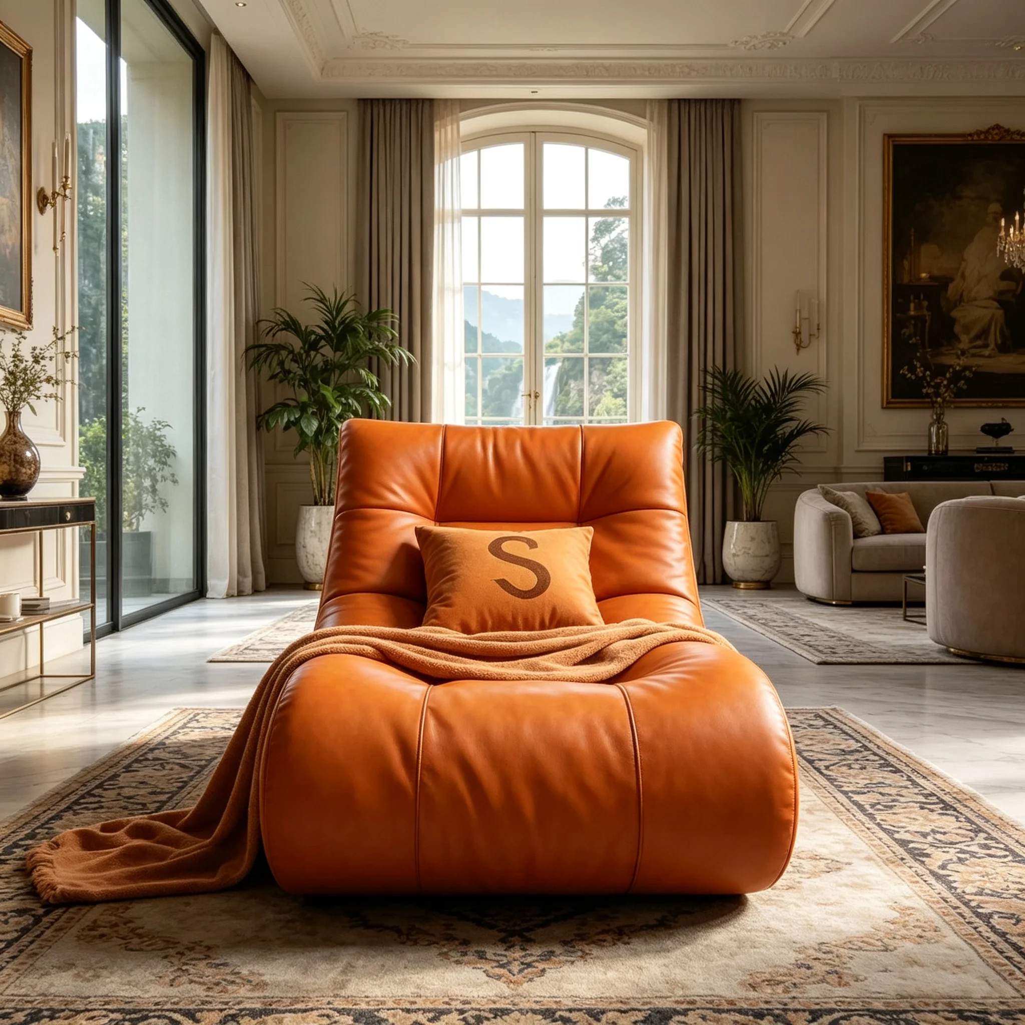 A*-Modern Curved Chaise Lounge with Sleek Silhouette for Stylish Home Living Space