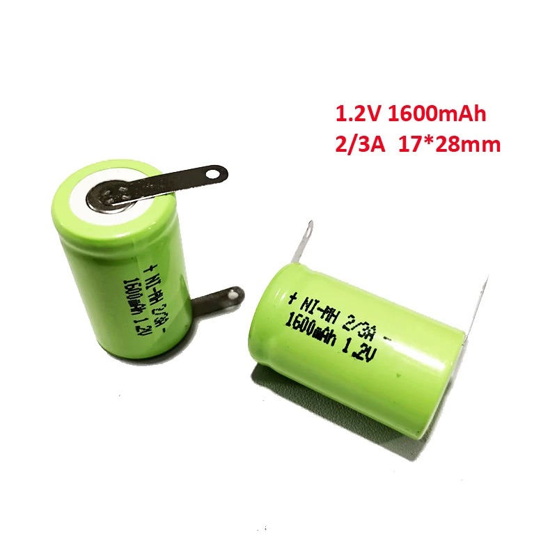 2/3A NI-MH Rechargeable Battery 1.2V 1600mAh for Philips HQ26 HQ26/A Electric Shaver 17*28mm