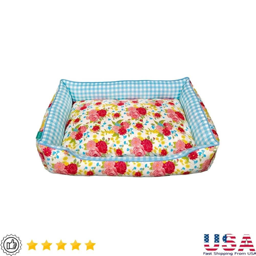 

Cozy Large Pet Bed Dogs Vintage Inspired Home Decor Plush Poly-Fill Soft Comfortable Sleeping Spot Multi-Size Available
