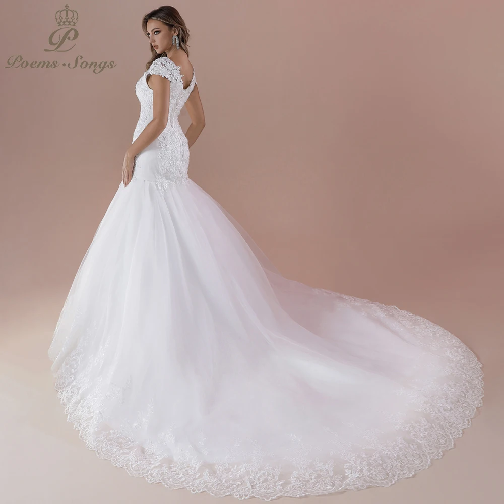 Elegant vestidos para mujer vestido femininos Timeless O-Neck Mermaid Wedding Dress Exquisite Floral Embellishments image 6