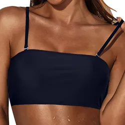 Women's Removable Shoulder Strap Swimwear Tops Strapless Bikini Top Bandeau купальники 2024 женские Traje De BañO Para Mujeres