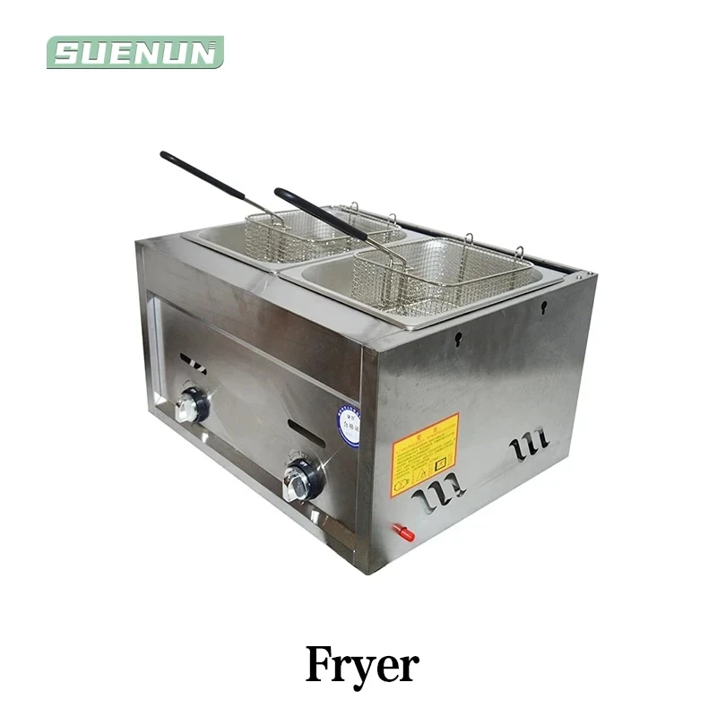 Commercial Gas Fryer Freidora de aire Energy Saving Double Cylinder Deep Fryer Stainless Steel French Fries Frying Machine