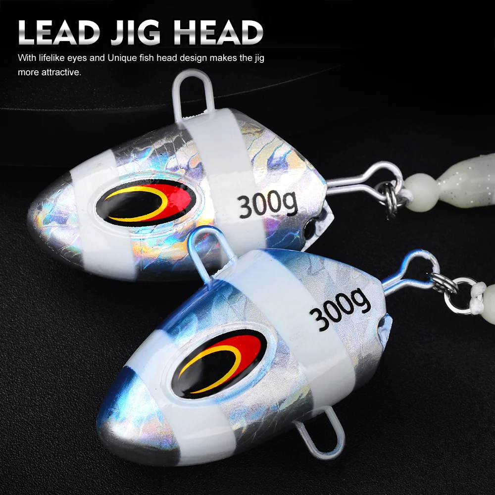 Proberos 1pc Silicone Jig Baits with Dual Hooks Luminous Squid Fishing Lures Set Glowing Deep Sea Offshore Trolling Rigs ﻿ view 6