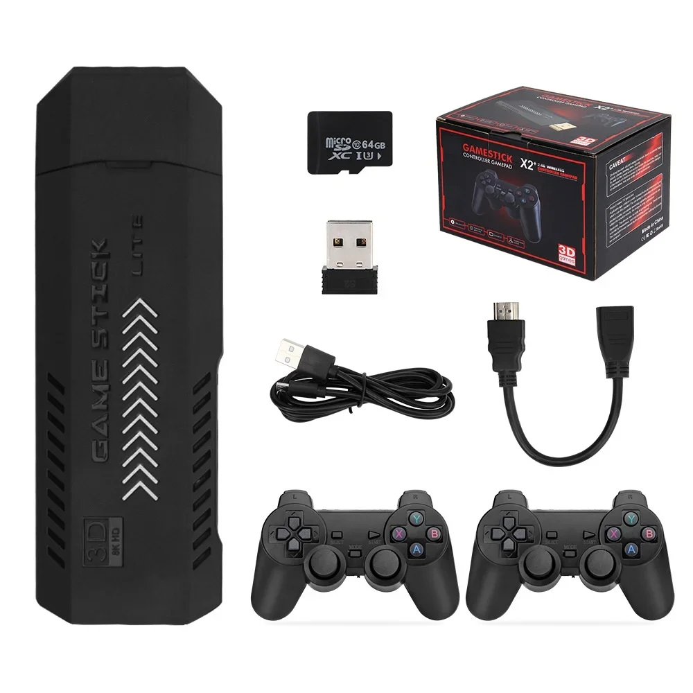 X2 فيديو ريترو لعبة وحدة التحكم عصا HD 64G ريترو الكلاسيكية لعبة مزدوجة وحدات تحكم لاسلكية لعبة فيديو وحدات التحكم للهدايا