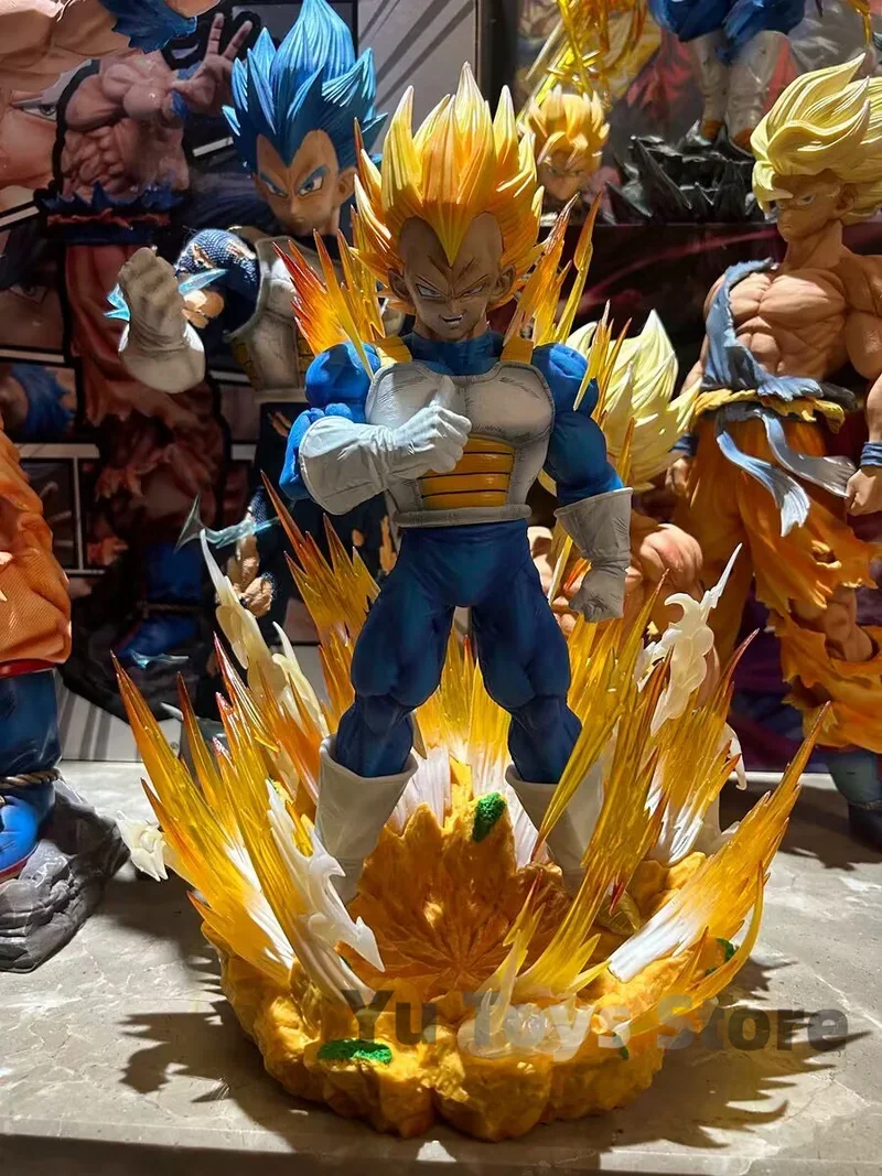 

New 37cm Dragon Ball Cs Vegeta Figures Gk Goku Demonize Super Saiyan Statues Around Scenes Model Ornament Toy Birthday Gifts