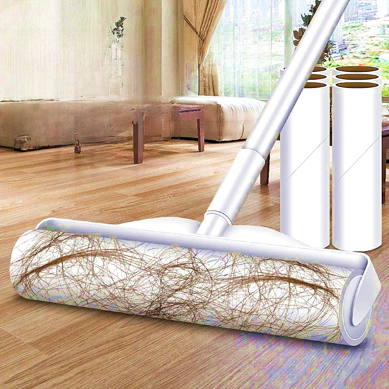 Long Pole Sticky Hair Remover Roller Brush Bed Dust Cleaning Wheel Hair Absorbing Floor Cleaning Tool Personal Care Product
