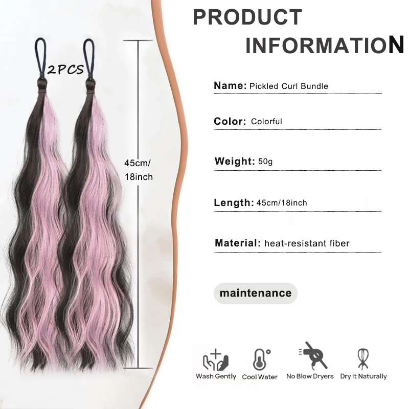 Heat Resistant Synthetic Colorful Ponytail Hair Extension Multi Ways Wear Women Hairpiece For Festival Party Daily Cosplay