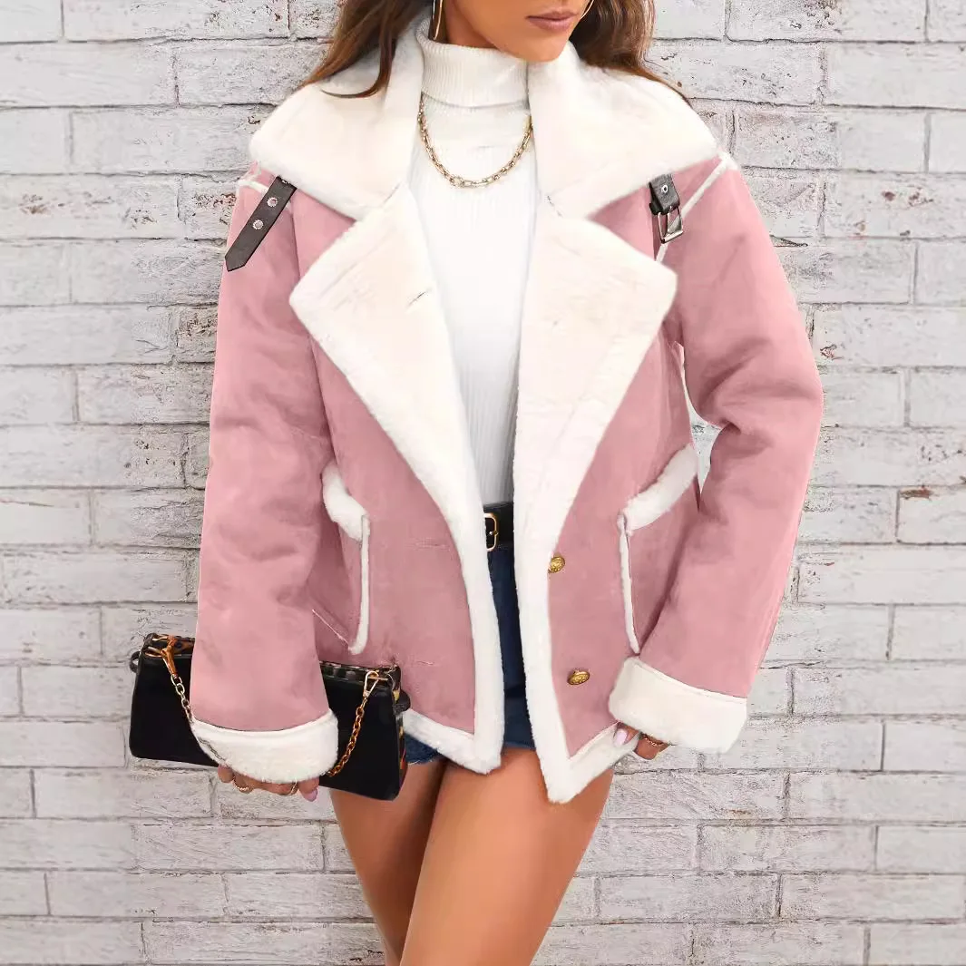

Fashionable Turndown Collar Plush Jacket, Warm Casual Outerwear for Winter LD800186