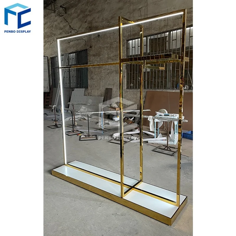 

2025customized.Boutique Garment Clothes Racks Display Stand Retail Clothing Shop Furniture Clothing Display Rack And Shelf