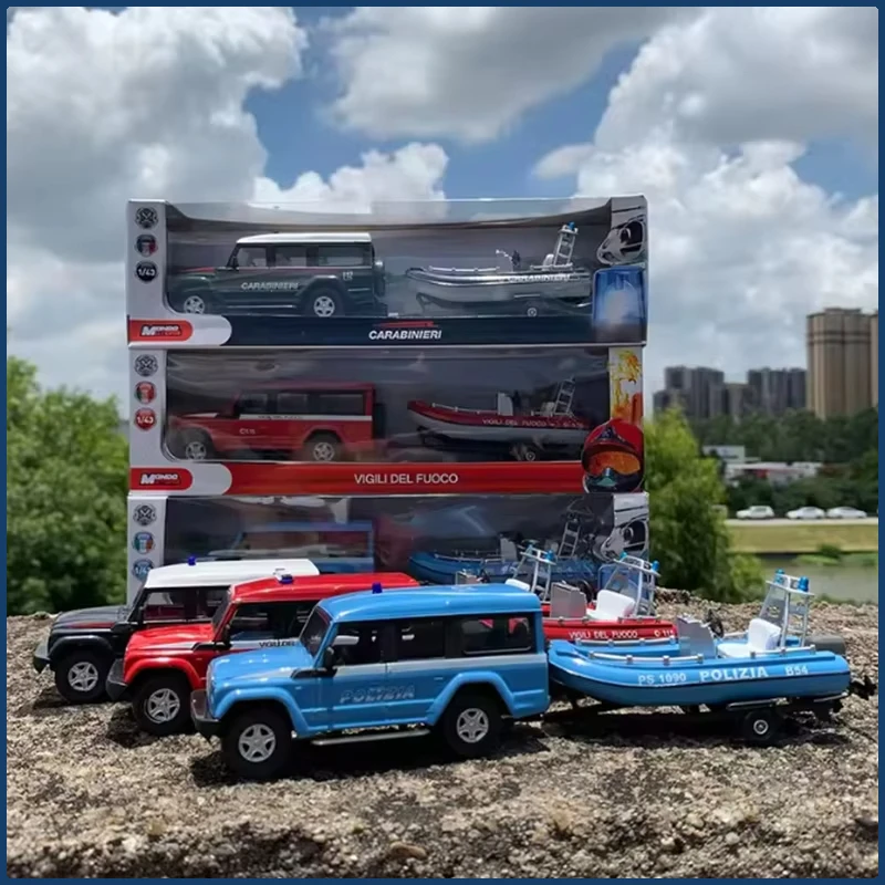

MONDO 1:43 Scale Coast Guard Police Fire Off-road Vehicle Speedboat Trailer Alloy Car Model Collectible Toy Gift