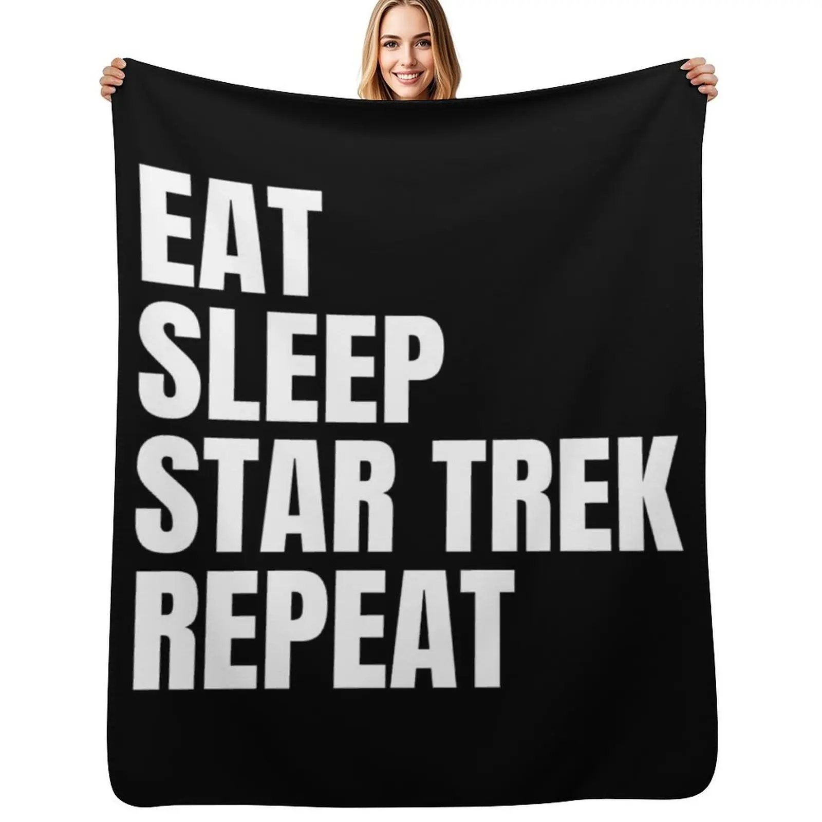 

Eat Sleep Star Trek Repeat Throw Blanket Sleeping Bag Plaid on the sofa Large cosplay anime Blankets