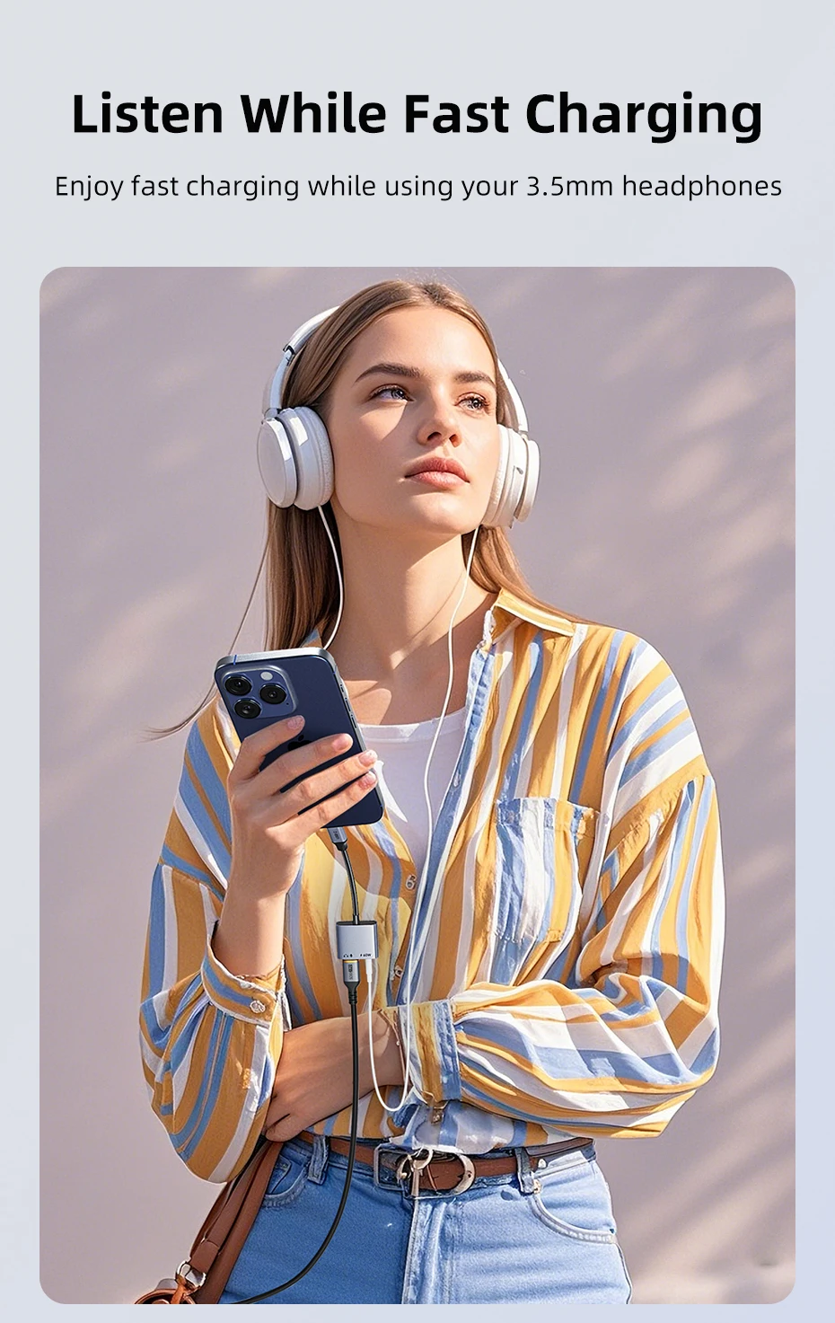 CABLETIME USB-C auf 3,5-mm-Audio-Adapter USB-C Kopfhörer 2-in-1 PD 60W Typ-C auf 3,5-mm-Klinkenadapter Hi-Fi für iPhone Xiaomi – Detail 4