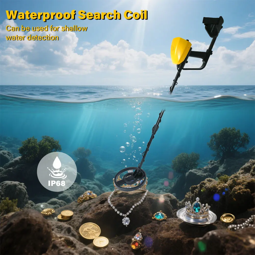 

Upgrade Underground Metal Detector IP68 Waterproof Search Coil Treasures Lightweight Gold Detector Finders for Adults and Kids