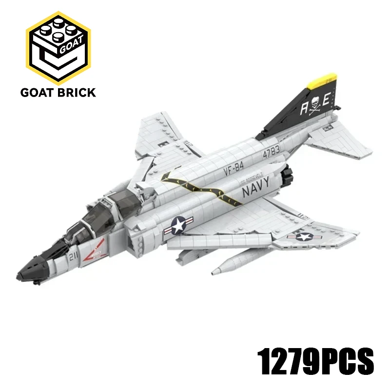 Moc tijolos de construção modelo militar F-4 phantom lutador-bombardeiro tecnologia blocos modulares presentes brinquedos de natal conjuntos diy montagem