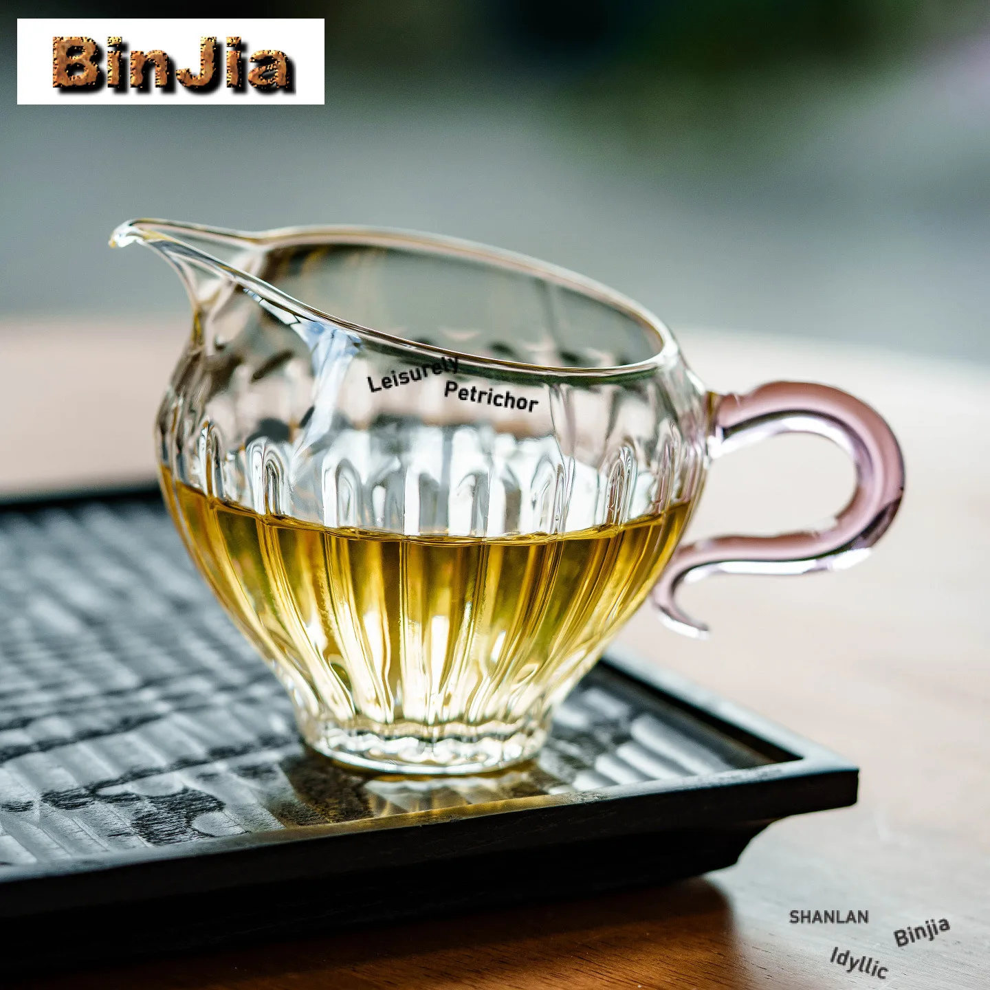 

220ml Pink Handle High Borosilicate Glass Tea Pitcher Tea Divider Cha Hai Dispenser Justice Cup Fair Mug Tea Ceremony Supplies