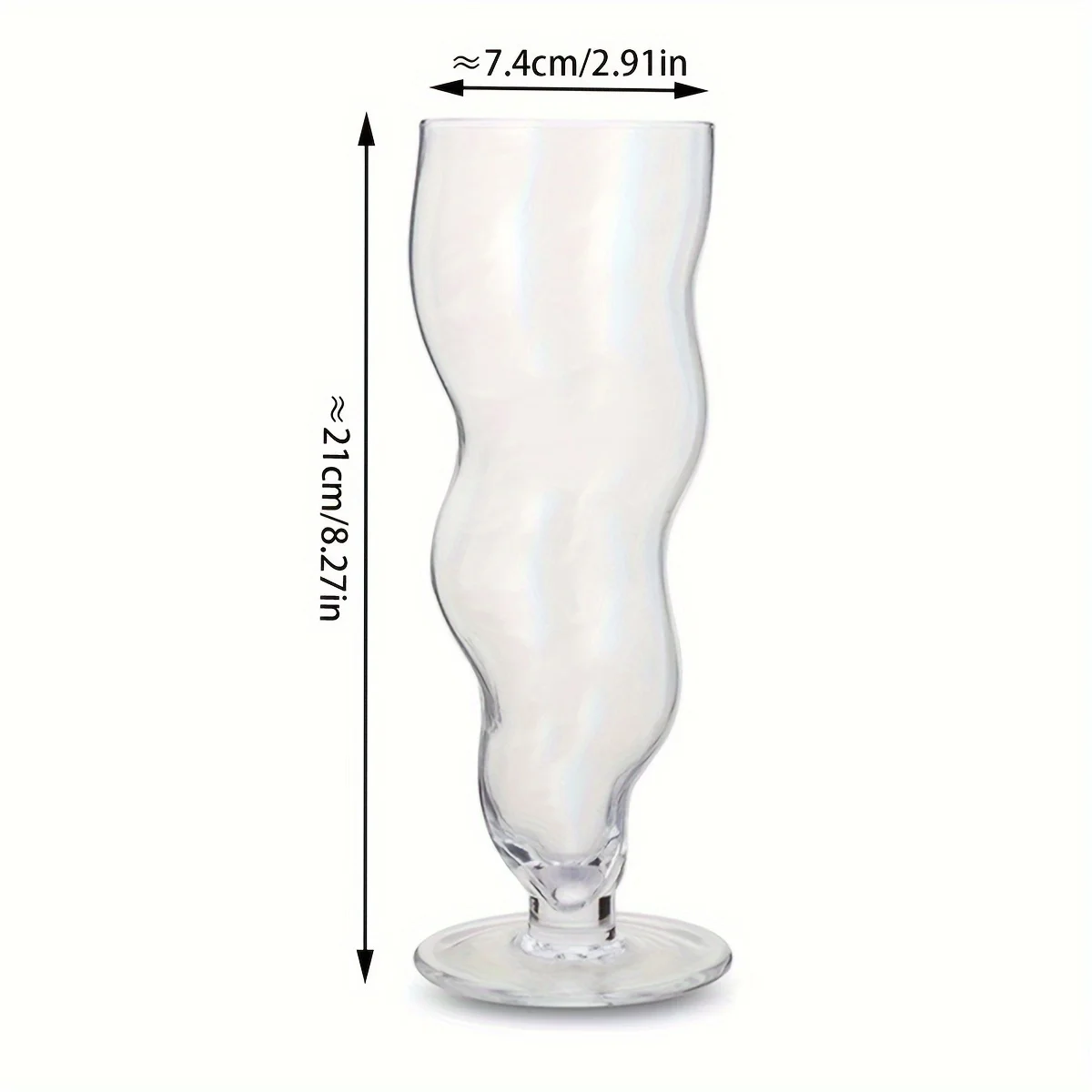 1pc 18oz Wavy Curved Glass Cup Transparent Fat Glass Tumbler Creative Personality Cold Drink Juice Coffee Mug Reusable Glasswar