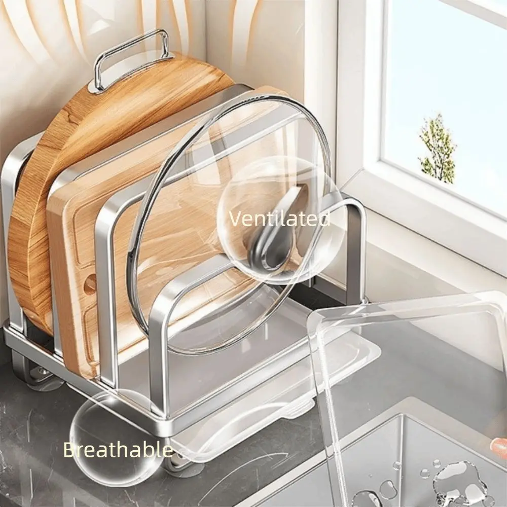 

Vertical Cutting Board Holder Rustproof Moisture-proof Chopping Board Rack Space Saving Anti-slip Cookware Holder Counter Top
