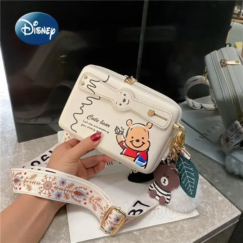 Disney Winnie The Pooh ใหม่ผู้หญิงหนึ่งไหล่ Crossbody กระเป๋าการ์ตูนน่ารักกระเป๋าสตรีแนวโน้มแฟชั่นสาวหนึ่งไหล่กระเป๋า