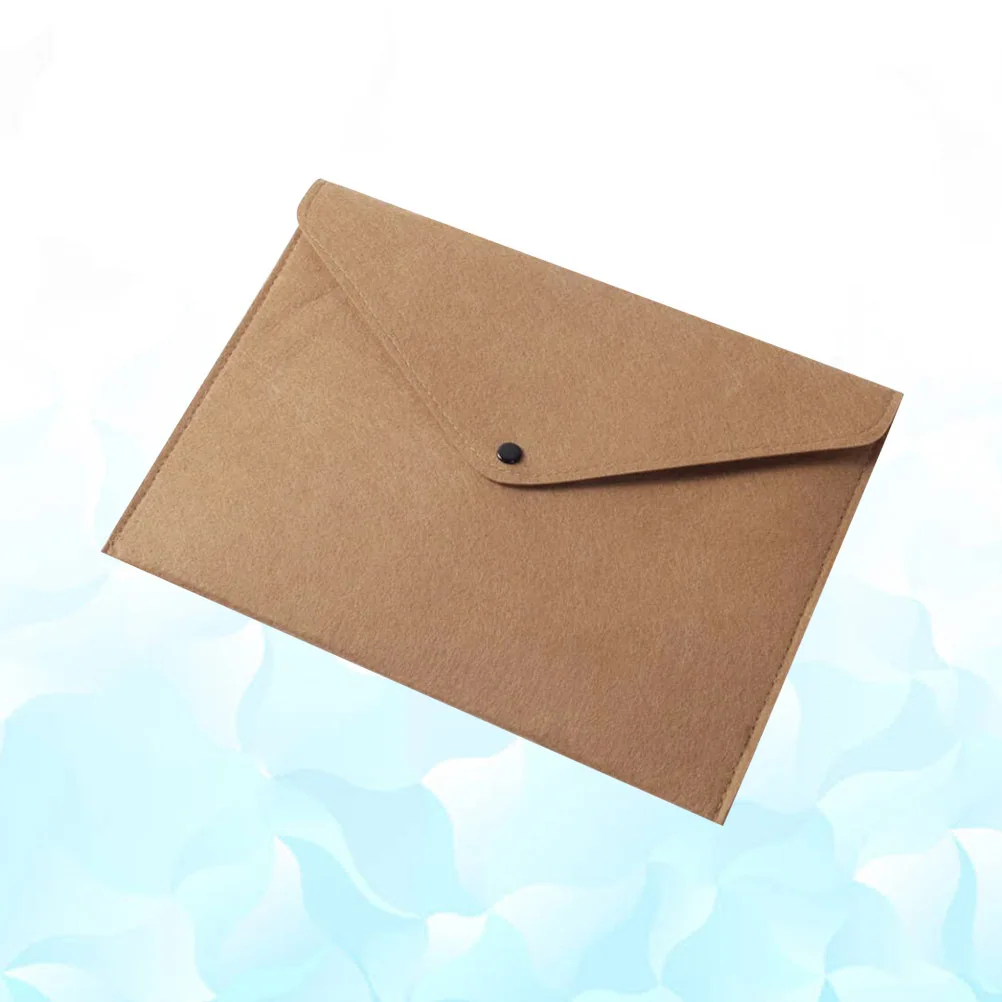 

Felt File Folder Brown A4 Size Button Closure Document Organizer For Office Use Holder Document Bag Waterproof