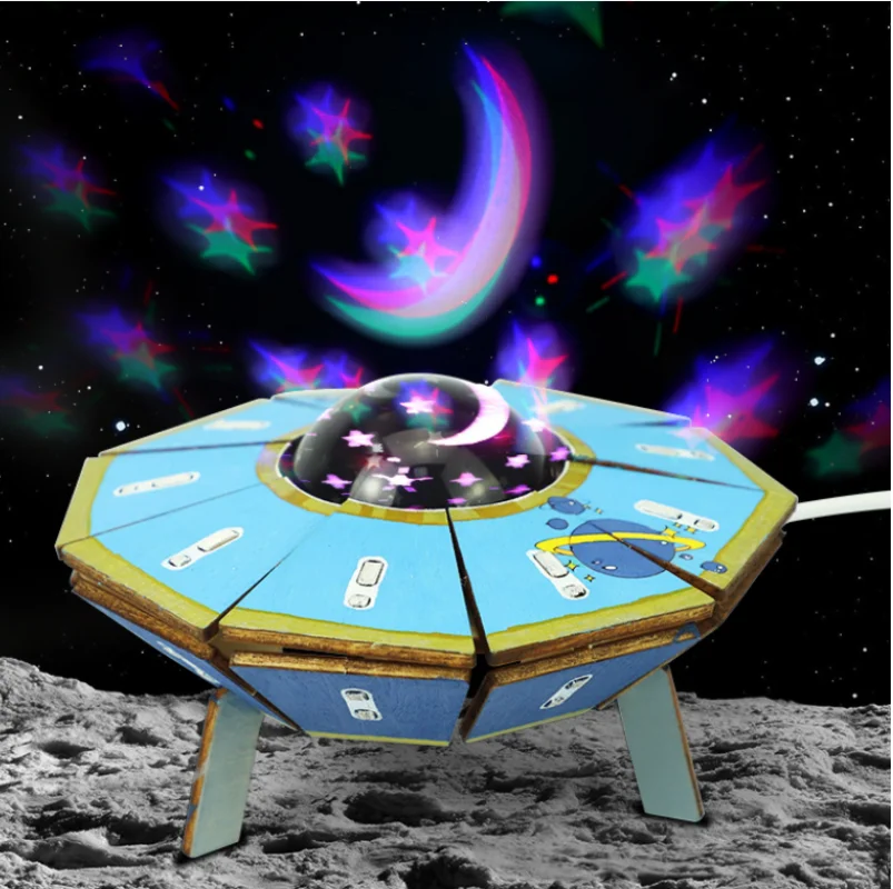 

Children's Educational Toys Creative Voice-controlled Flying Saucer Night Light Science Technology Experiment Material Package