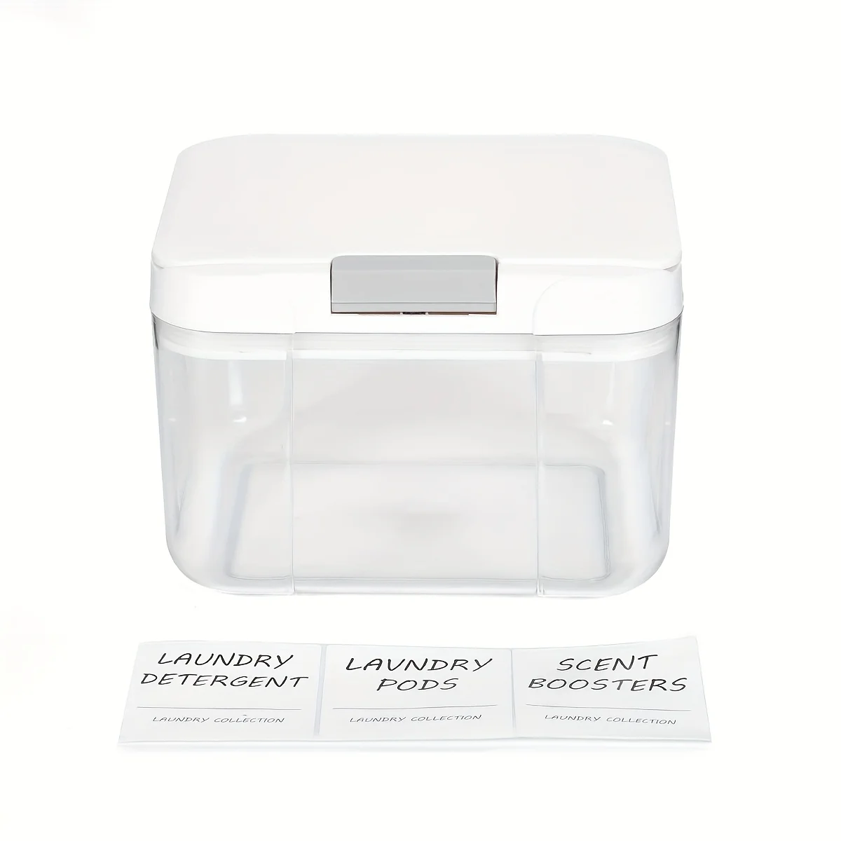 حامل جراب الغسيل مع غطاء حاوية جراب الغسيل، منبثق آلي ومحكم الغلق، سعة كبيرة يحمل صندوق منظم كبسولات الغسيل