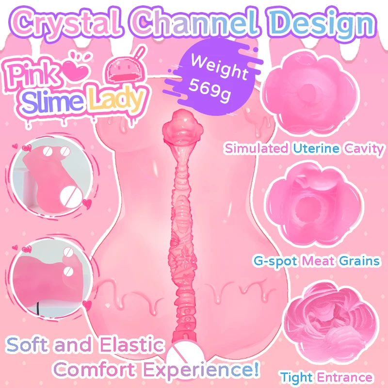 YUU Pink Slime Transparent Male Masturbator Artificial Vagina Masturbation Toy Anime Pussy Real Onahole For Adult Sex Doll 18+