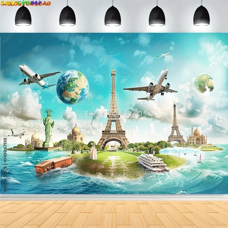 المعالم العالمية الشهيرة متصلة خلفيات للتصوير الفوتوغرافي السفر حول خلفية صورة عيد ميلاد الطفل العالمي IS-01