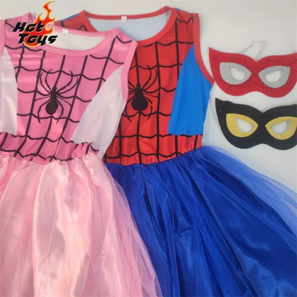 Hot Toys Spiderman Girls Dressed Kids Clothes Cosplay Costume Dress Toddler Christmas Outfits Halloween Little Girls Pink Dress