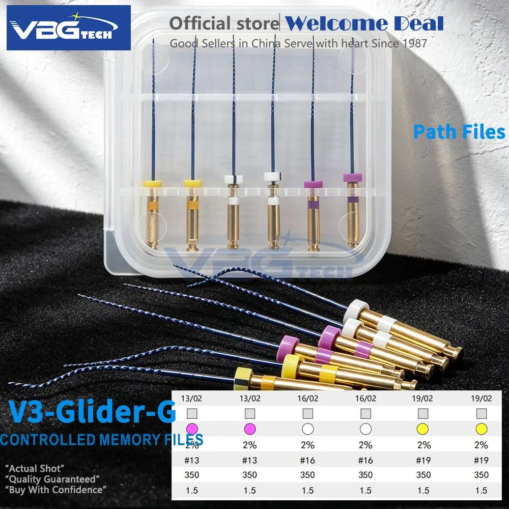 6pcs/Pack Dental Path GlideEndo File Engine Use Root Canal Blue Tip Dentistry Instrument Rotary Endodontic Files Teeth Whitening
