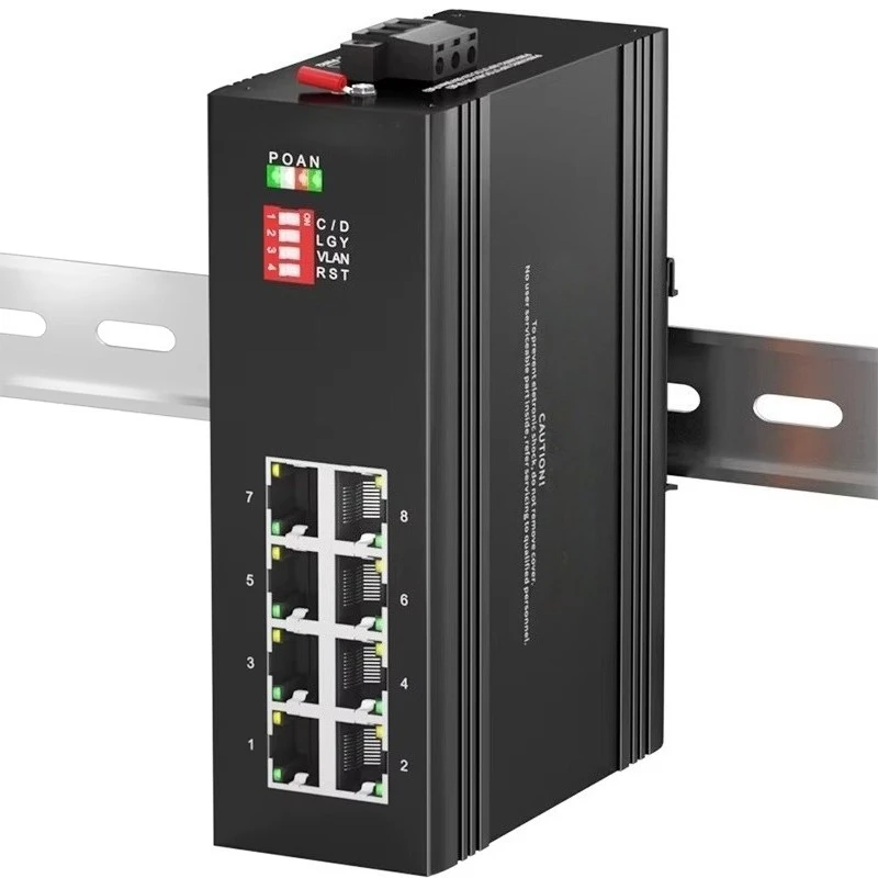 Gigabit Ethernet Switch 8 Port Industrial Ip40 Desktop Unmanaged Network Switches with Din Rail Mount for Security Monitoring