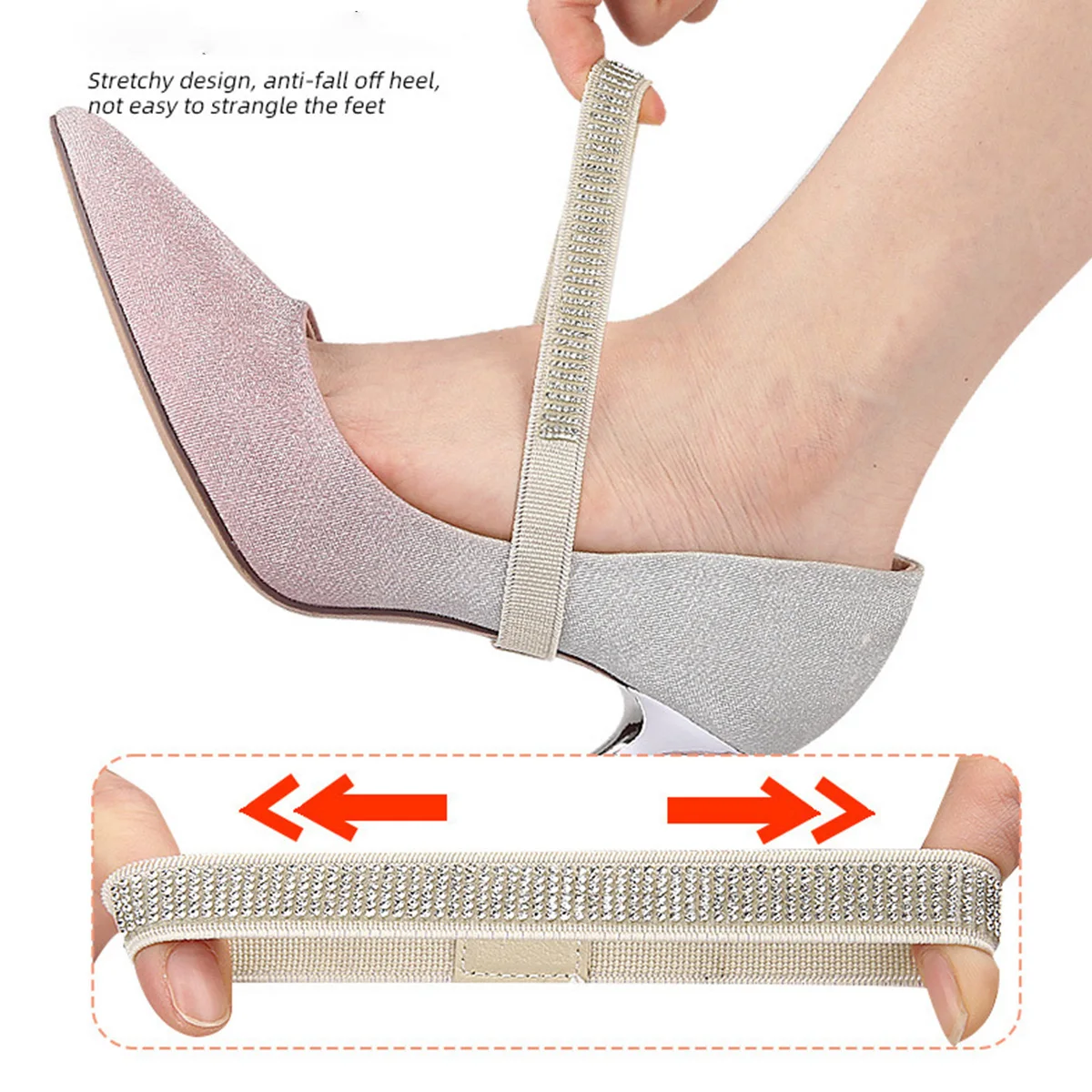 1 Pair Diamond Anti-Drop Heel Straps Portable Fixed Shoelaces,7 Colors Elastic Harness Shoelaces