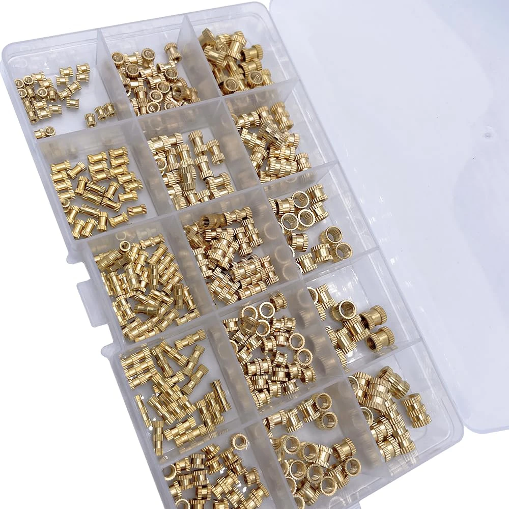 220/330/420/460pcs Injection Molding Knurl Insert Nut Embedded Nutsert Assortment Kit Set 10 Mix Size M2 M3 Solid Brass Copper