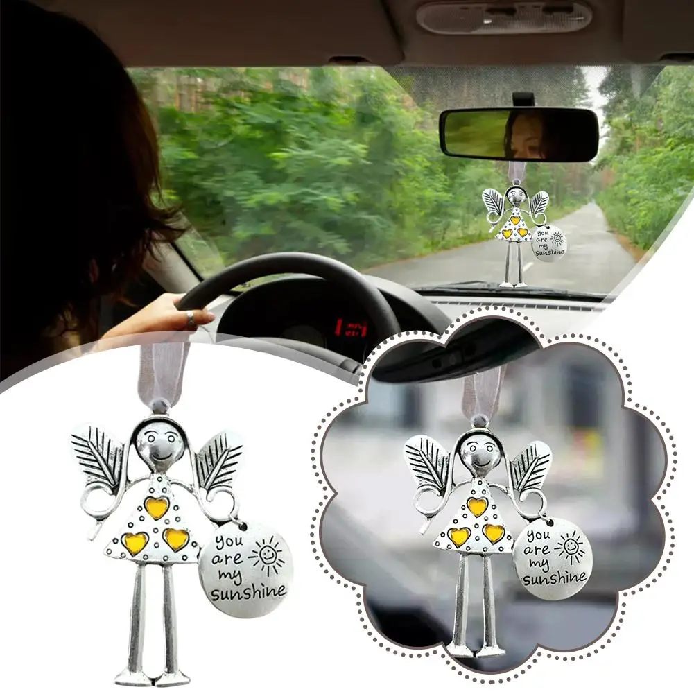 Christmas Tree Car Angel Ornament Pendant Alloy Engraved Blessing Card Key Accessories Gift Christmas Love M9I9