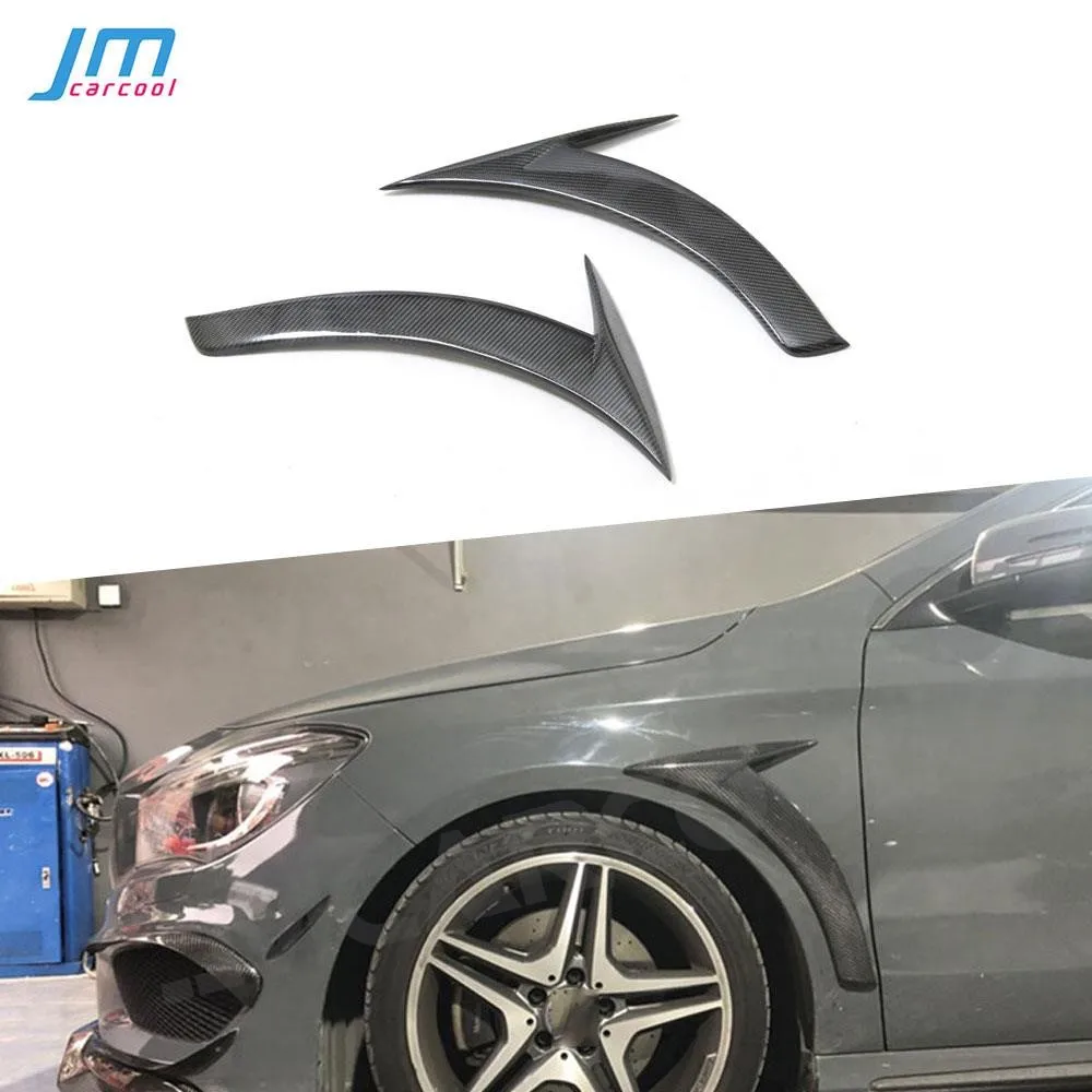 

For Mercedes Benz CLA Class W117 CLA180 CLA200 CLA250 2013-2019 Front Fender Vent Gill Fin Trim Carbon Fiber Canard Covers FRP