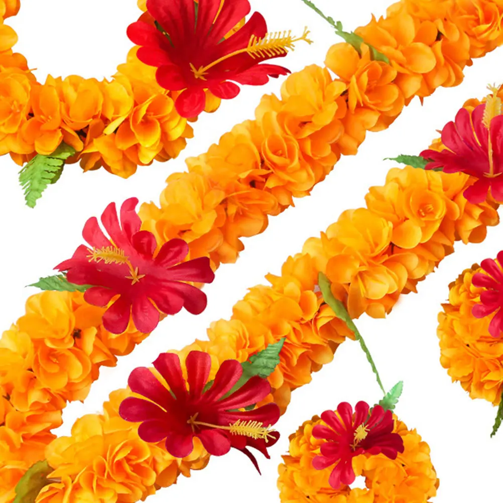 

4pcs Artificial Flower Headband Set Lifelike Hawaiian Leis Garland For Luau Party Beach Travel Photography Decor Floral Wreath