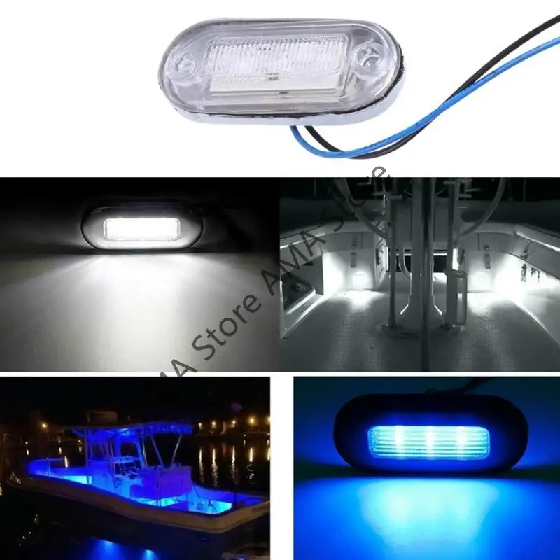 

X7JF Boat Yacht Marine Grade Waterproof 3-LED Courtesy Light Stair Deck Stern Lamp 4x