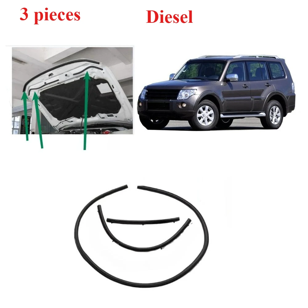 

3 Pieces Diesel Hood Rubber Seal for Pajero 4th 5902A016 V90 Bonnet Seal Strip for Montero Weatherstrip for Shogun V80 2007-2020