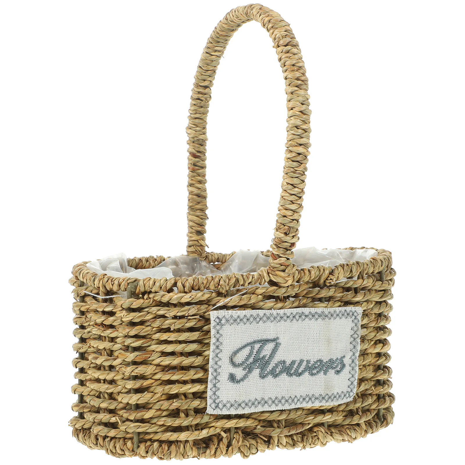 يده المنسوجة تخزين سلة النزهة العشب الحديد ريفي خمر المحمولة وجبات خفيفة الفاكهة تخدم سلة مع مقبض للمنزل مكتب #4