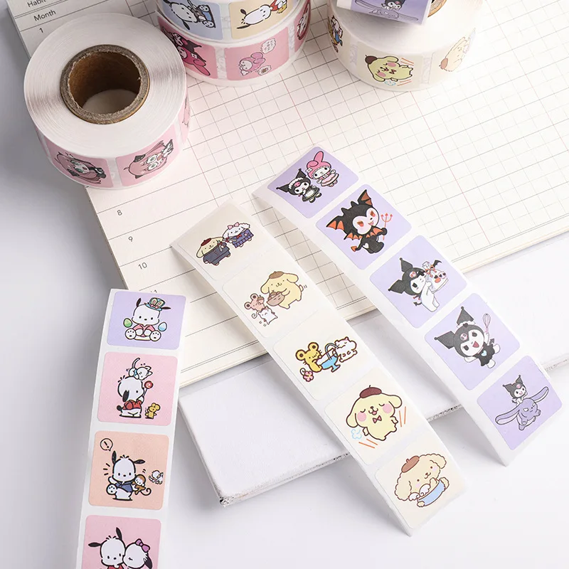 A roll of 500 pieces of cartoon tape stickers Sanrio stickers Kuromipacha dog cartoon stickers cute sealing stickers gifts