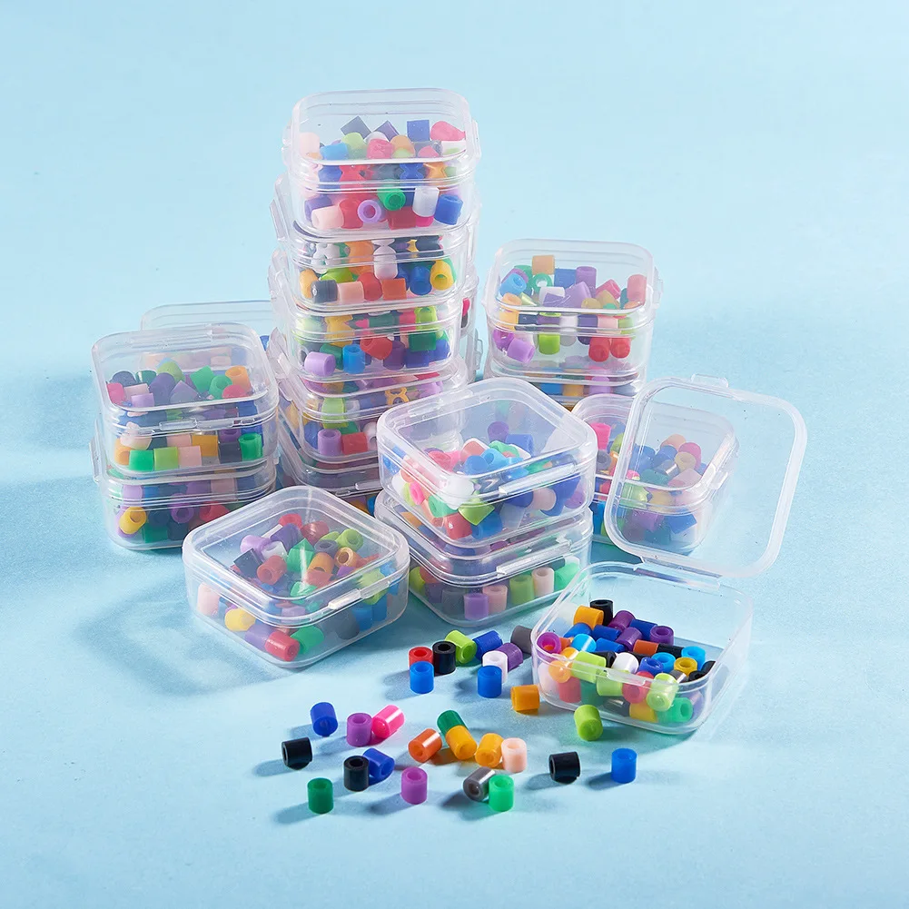 18pcs A Set of Plastic Transparent Mini Square Box with Lid Jewelry Packaging Box Accessories Ear Spikes Cap Storage box case