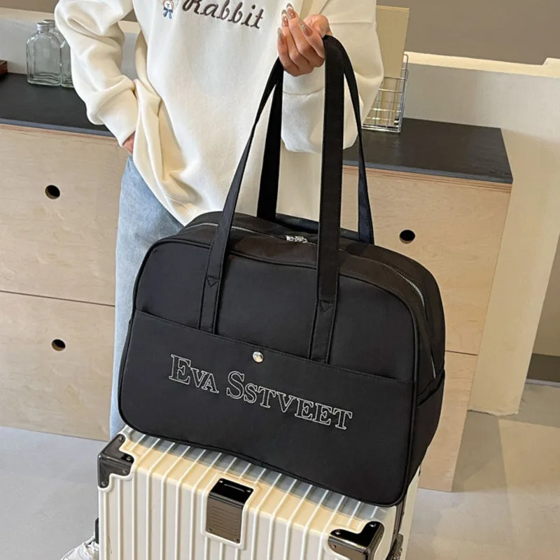 New Travel Bag Large Capacity Embroidered Letters Short Distance Accommodation Fitness Bag Simple Versatile Fashionable Storage