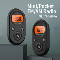 Mini FM/AM Radio Portable Pocket 9K/10K Radio Receiver with LCD Display Backlight Lanyard Design 76-108MHZ Rechargeable