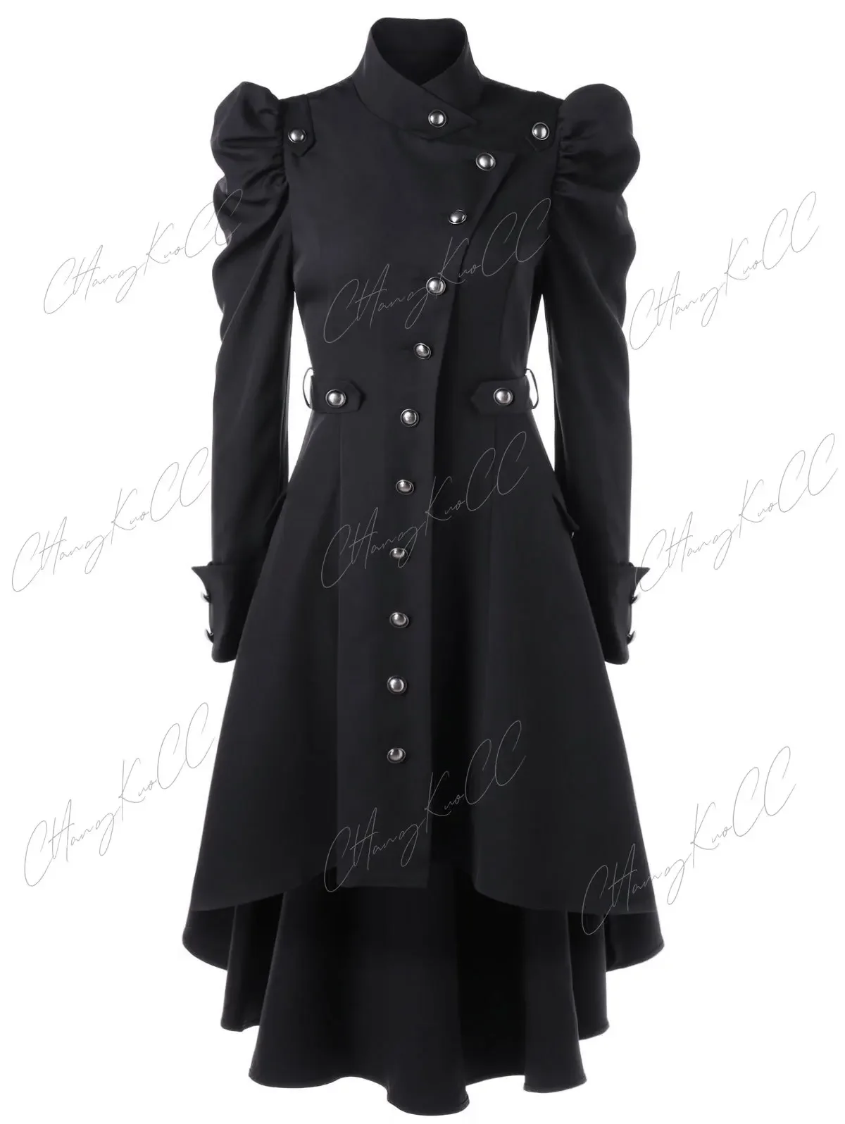 

2024 Gothic British Style Coat For Women Medieval Steampunk Solid Color Irregular Stand Collar Dress Halloween Female Outwear