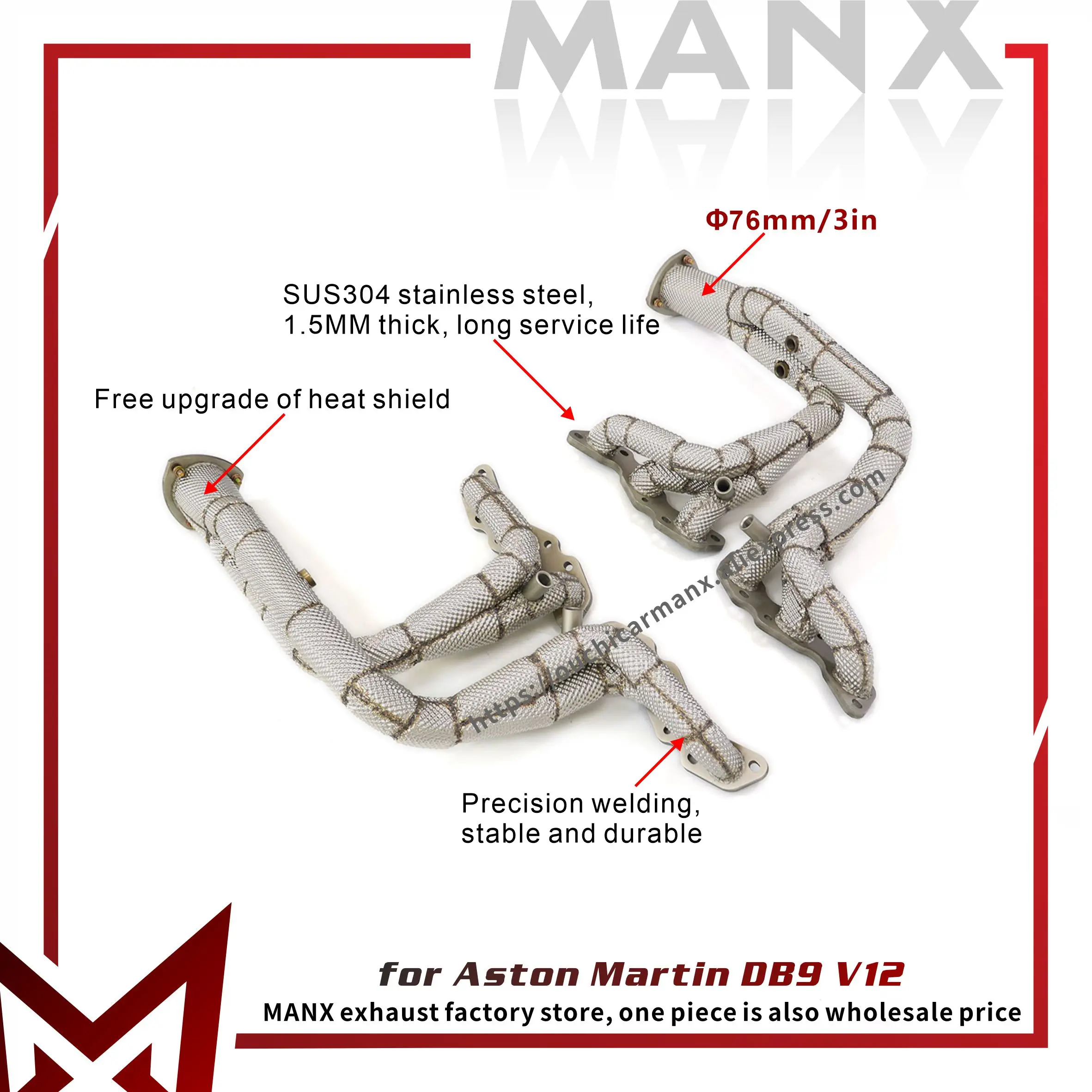 

Производительный выхлопной коллектор для Aston Martin DB9 V12 2004-2016 гг. | Сварной коллектор из нержавеющей стали TIG 304. | Прямая замена на болтах