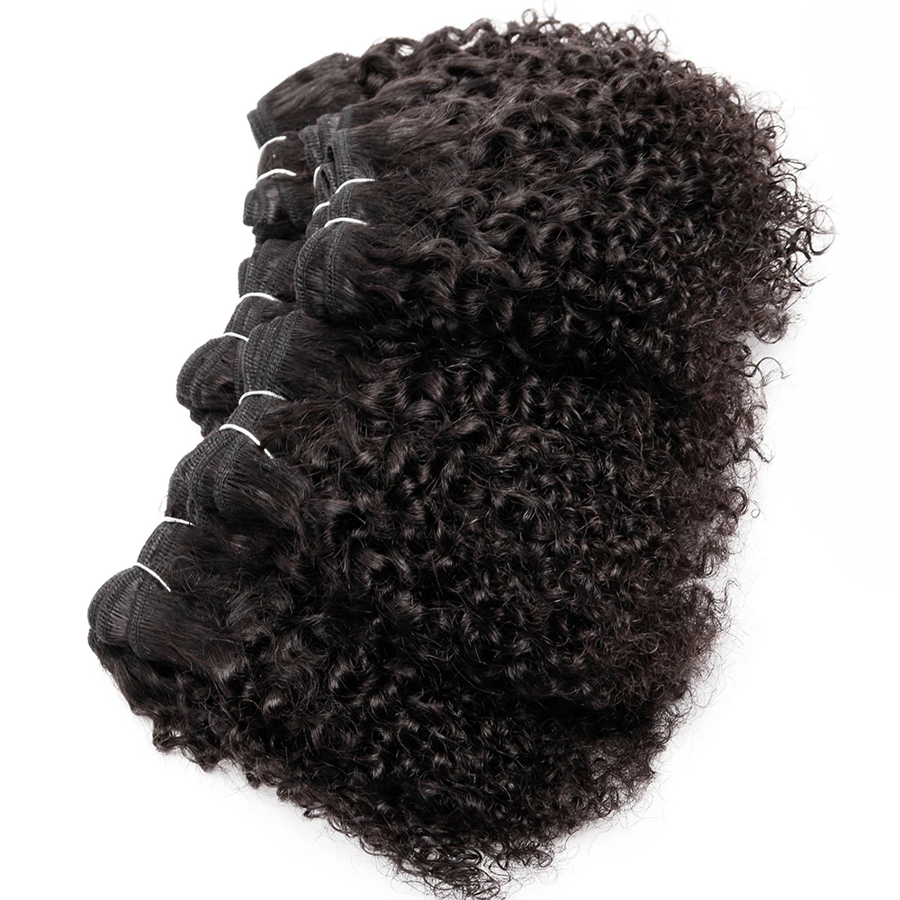 Картина 4: Кудрявые вьющиеся пучки волос, девственные бразильские человеческие волосы, плетение пучков, плетение африканских черных женщин, 6 шт./лот