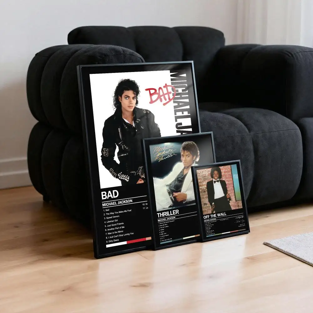 Poster Peelable Self-Adhesive Album Cover Poster Stickers, Frameless Wall Art for Singer Band Pop Rap Bedroom M-Michaels Jackson
