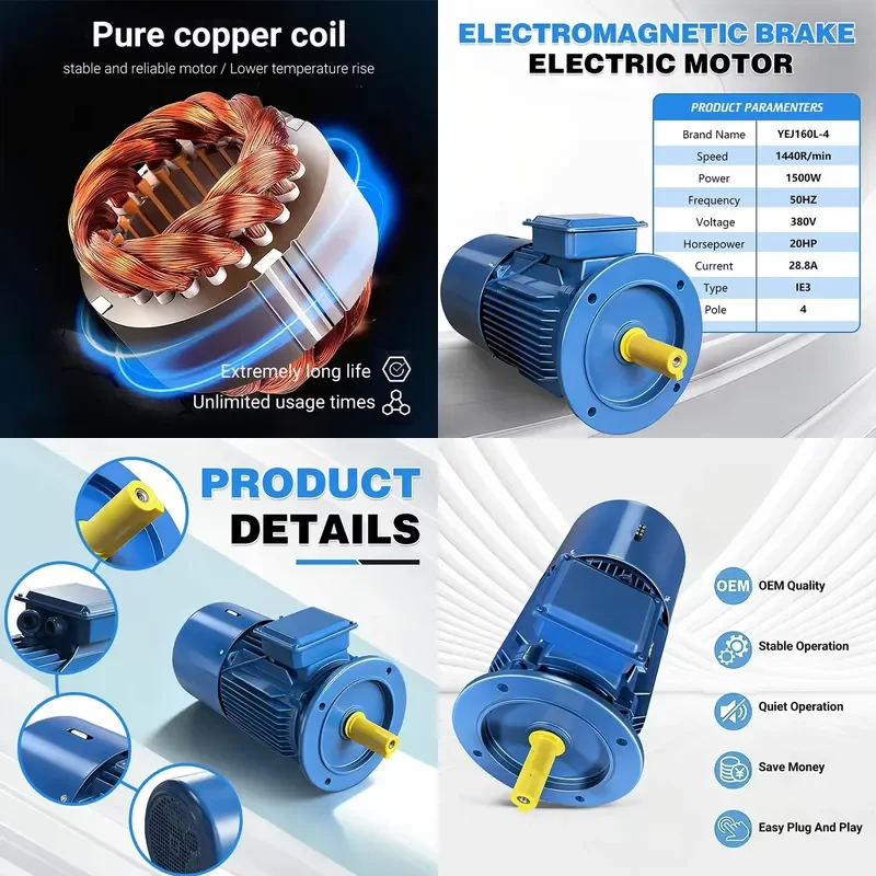Three Phase 15Kw Cast Iron Motor 1Hp 2Hp 3Hp 5Hp 7.5Hp 10Hp 15Hp 18Hp 20Hp Electric Induction Motors for Industrial Use