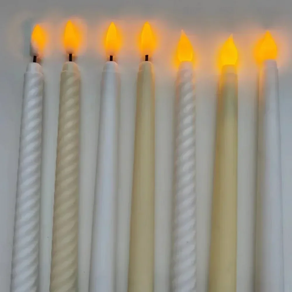 28 سنتيمتر قضيب طويل مصباح شمعة إلكترونية بواسطة الخلية الجافة LED قضيب شمع الشمعدان ، شابات هانوكا تمر #4